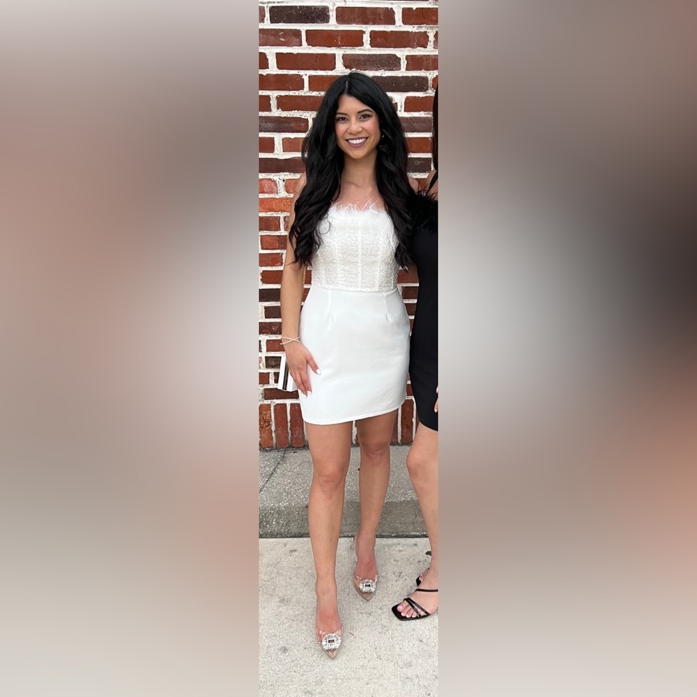 White feather sequin dress